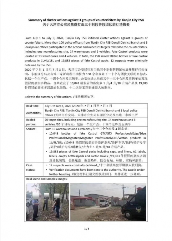 天津警方查獲三個(gè)假冒嘉實(shí)多潤(rùn)滑油團(tuán)伙 天津警方查獲三個(gè)假冒嘉實(shí)多潤(rùn)滑油團(tuán)伙