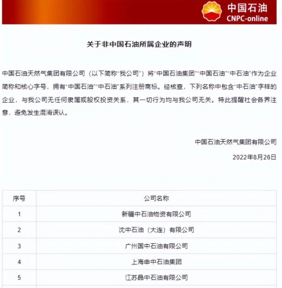 中國石油天然氣集團(tuán)有限公司發(fā)布聲明